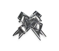 Бант-бабочка Узор,3см, серебряный с серебряной окантовкой (органза,п/п) БЛ-6878
